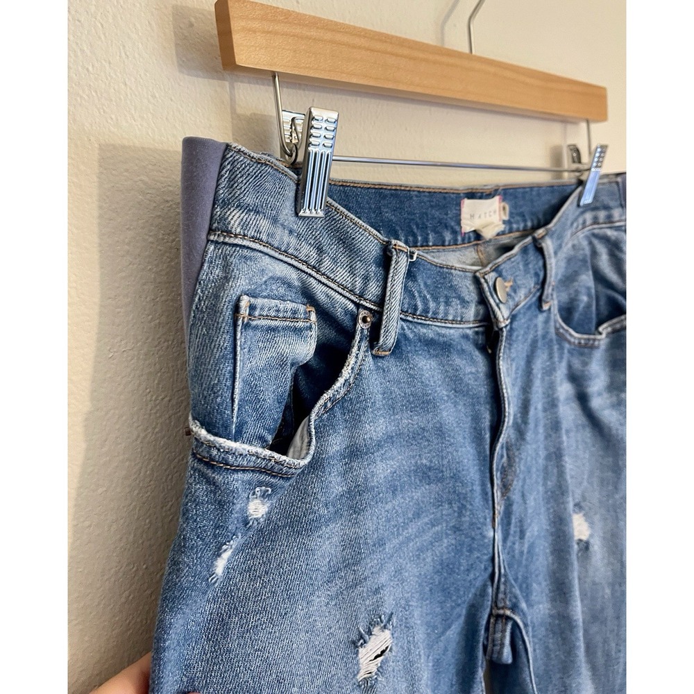 HATCH Claire Distressed Straight-Leg Maternity Jeans Under Bump 28 - Picture 6 of 16